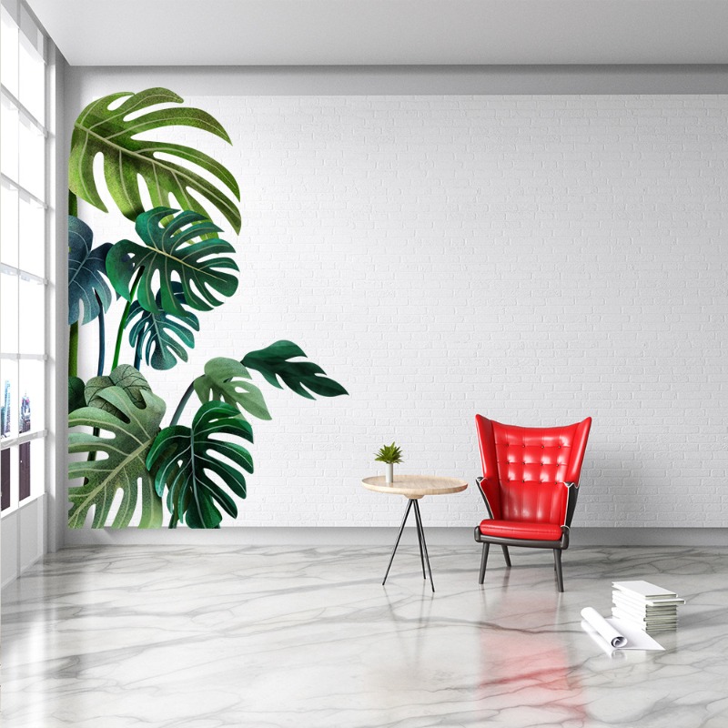 Large Nordic Green Leaf Wall S - огляд і ціна Pvc Panel Background